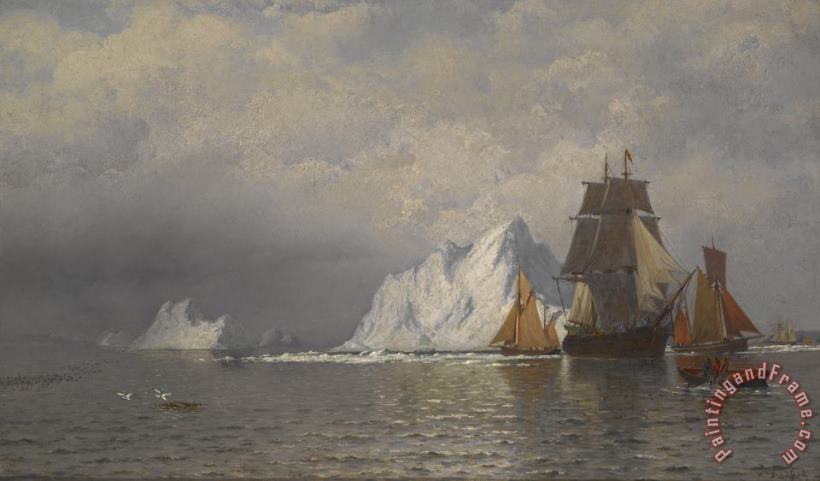 William Bradford Whaler and Fishing Vessels near the Coast of Labrador Art Print