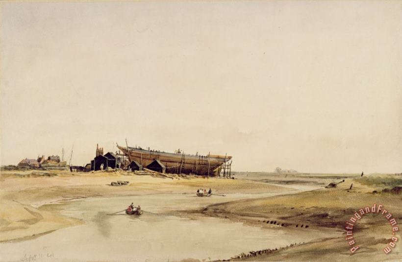 William Callow Ship Building Art Painting