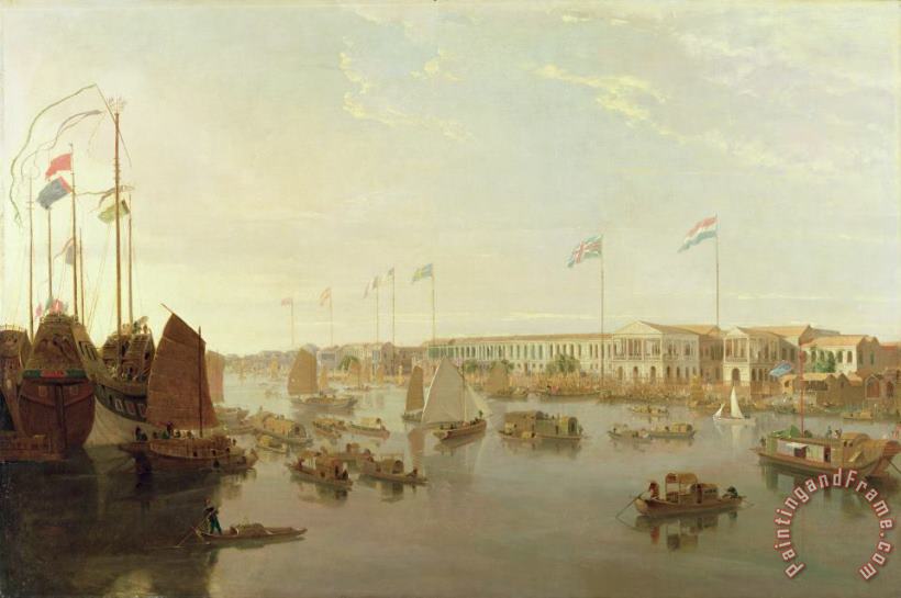 William Daniell The European Factories - Canton Art Painting