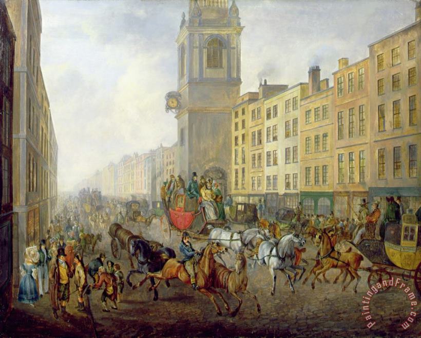 William de Long Turner The London Bridge Coach at Cheapside Art Painting