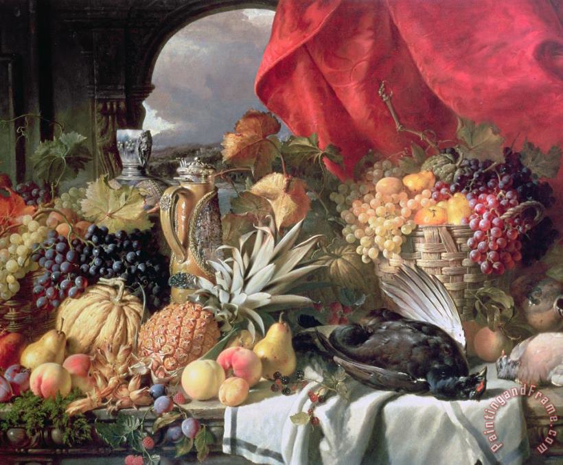 William Duffield A Still Life of Game Birds and Numerous Fruits Art Print