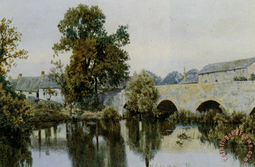 A Stone Bridge Leading Into a Village painting - William Fraser Garden A Stone Bridge Leading Into a Village Art Print