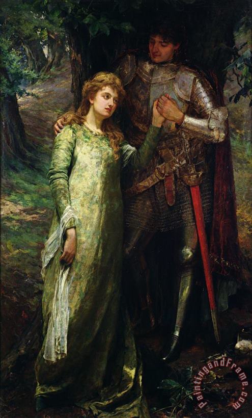 A knight and his lady painting - William G Mackenzie A knight and his lady Art Print