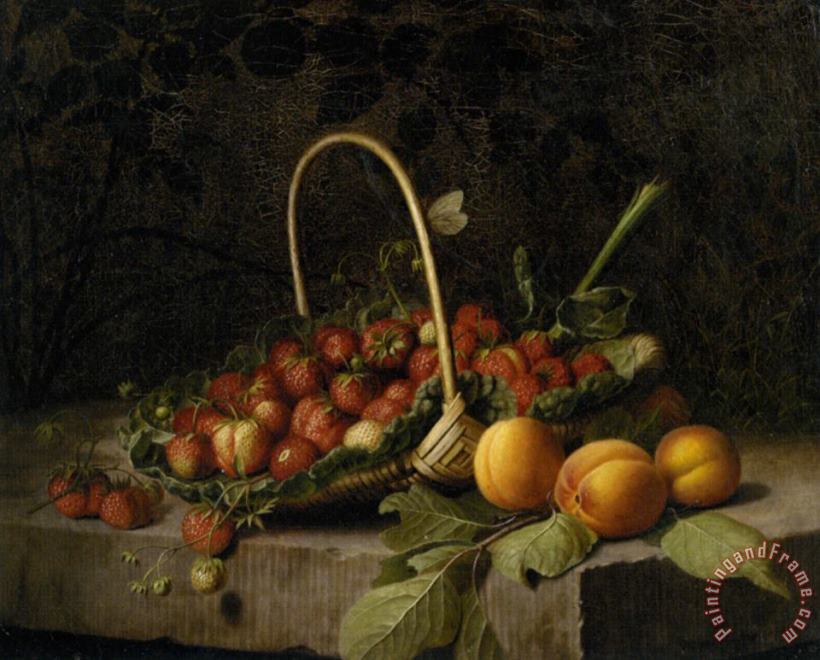 William Hammer A Basket of Strawberries And Peaches Art Print
