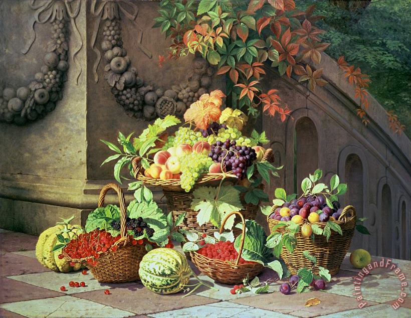 William Hammer Baskets Of Summer Fruits Art Print