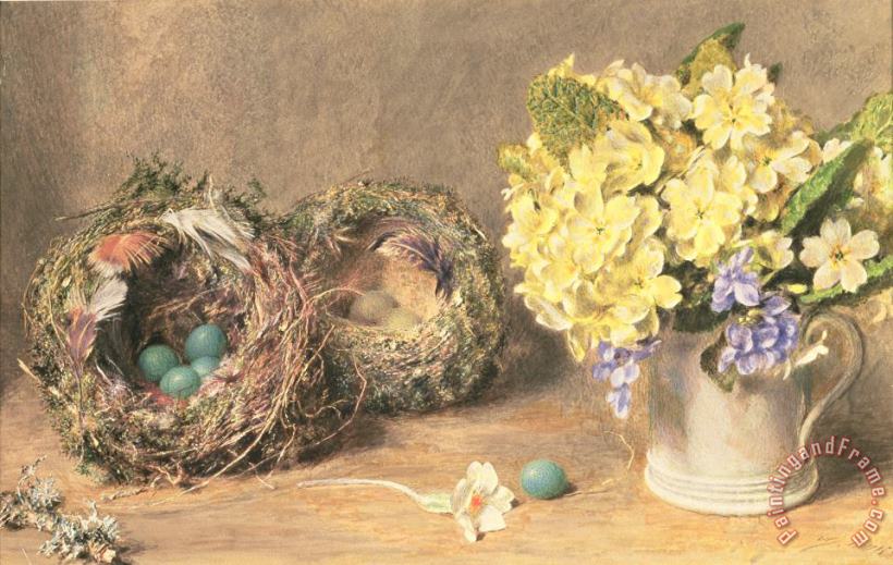 William Henry Hunt Spring Flowers and Birds' Nests Art Painting