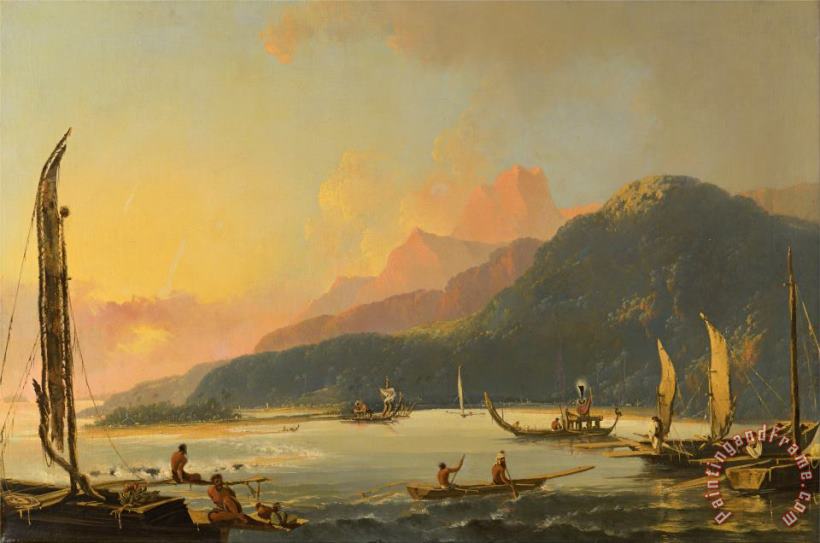 Tahitian War Galleys in Matavai Bay, Tahiti painting - William Hodges Tahitian War Galleys in Matavai Bay, Tahiti Art Print