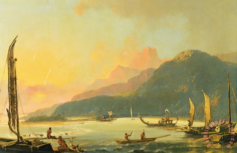 Tahitian War Galleys in Matavai Bay - Tahiti painting - William Hodges Tahitian War Galleys in Matavai Bay - Tahiti Art Print