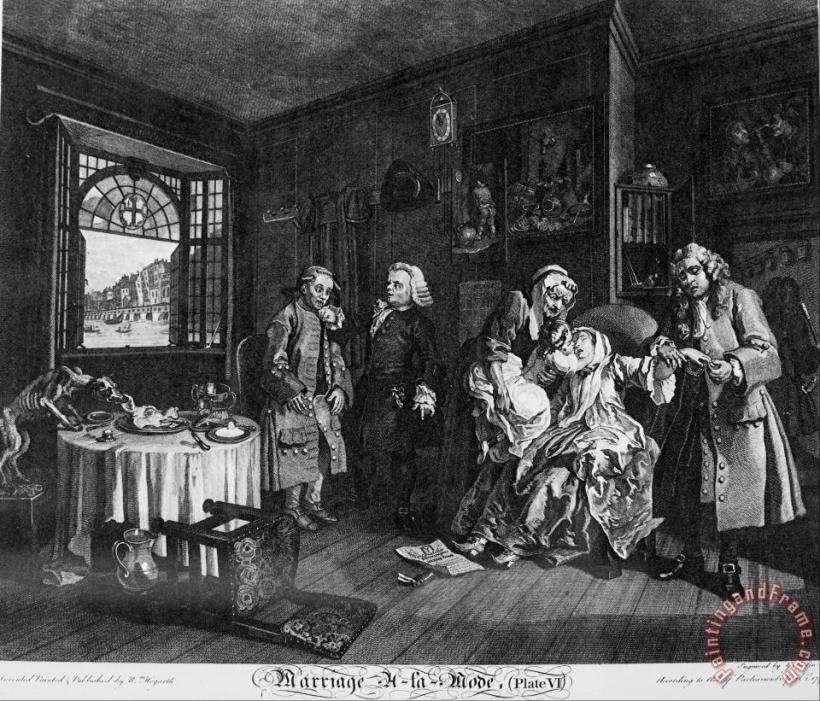 William Hogarth Marriage a La Mode, Plate 6, (the Death of The Countess) Art Print