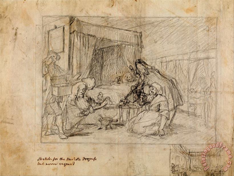 William Hogarth Operation Scene in a Hospital with Subsidiary Sketches in The Margin at The Lower Right Art Painting