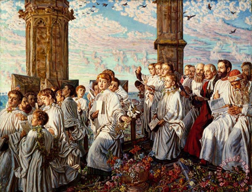 William Holman Hunt May Morning on Magdalen College, Oxford, Ancient Annual Ceremony Art Print