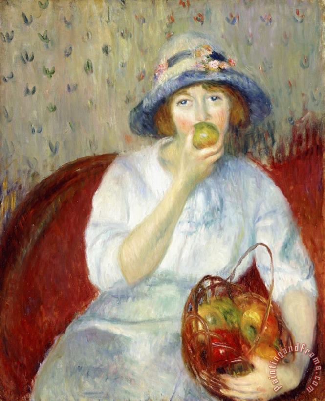 William James Glackens Girl with Green Apple Art Print