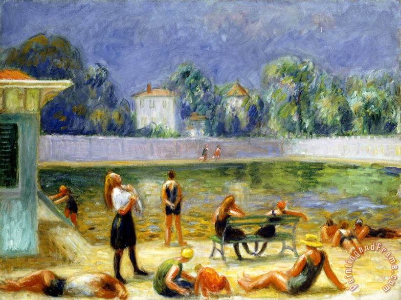 Outdoor Swimming Pool painting - William James Glackens Outdoor Swimming Pool Art Print
