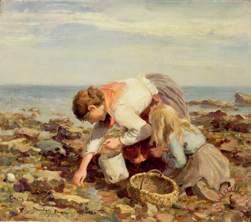 William Marshall Brown Collecting Shells Art Painting