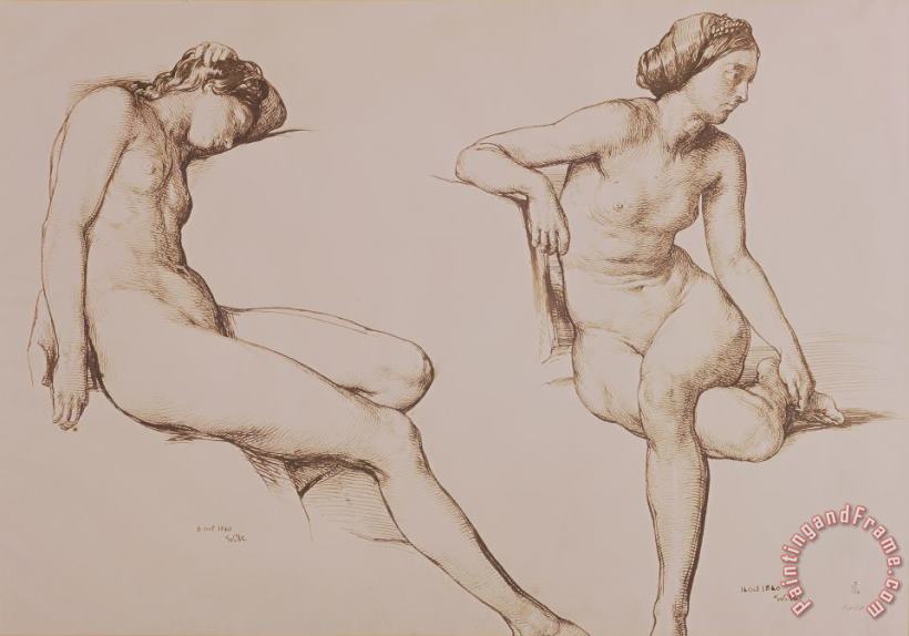 William Mulready Sepia Drawing of Nude Woman Art Print