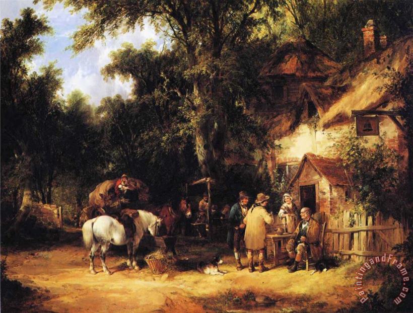 At The Bell Inn, Cadnam, New Forest painting - William Shayer, Snr At The Bell Inn, Cadnam, New Forest Art Print