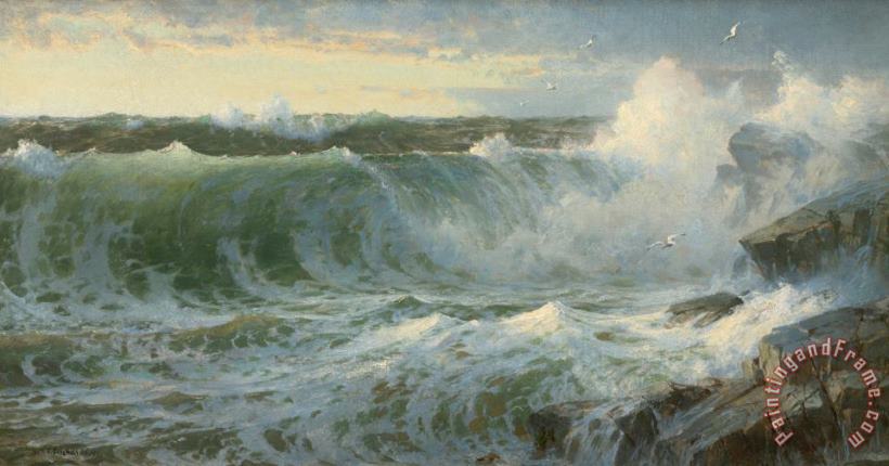 William Trost Richards Rocky Surf Off Rhode Island Art Print