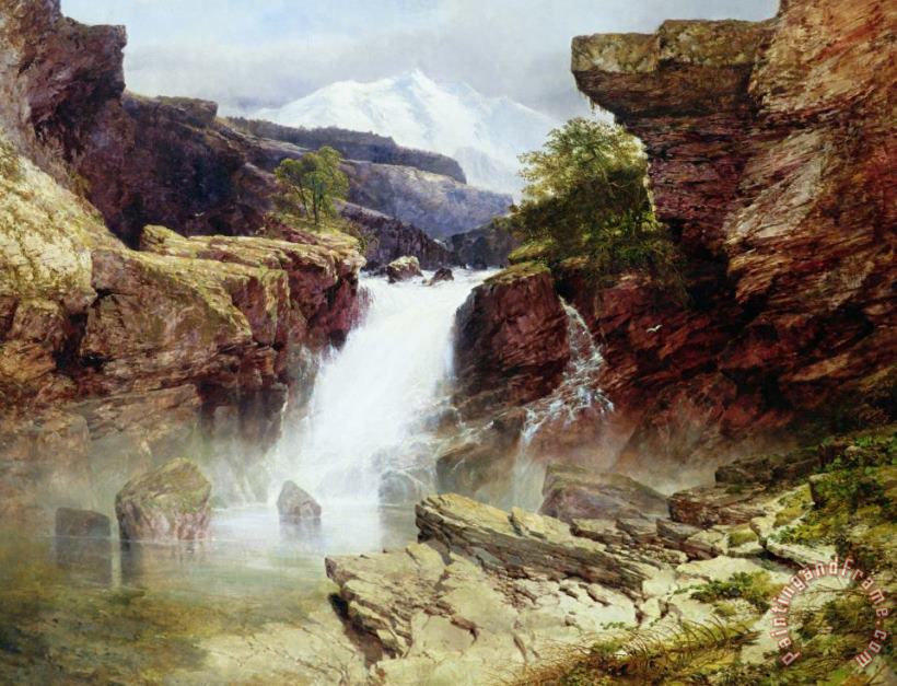A Rocky Torrent painting - William West A Rocky Torrent Art Print