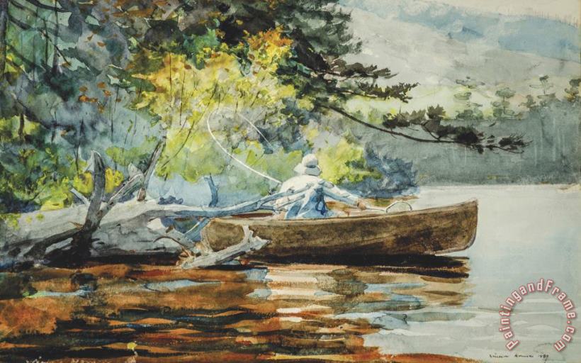 A Good One, Adirondacks painting - Winslow Homer A Good One, Adirondacks Art Print