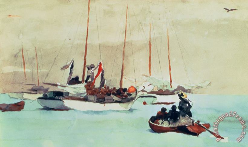 Winslow Homer Schooners at Anchor in Key West Art Painting