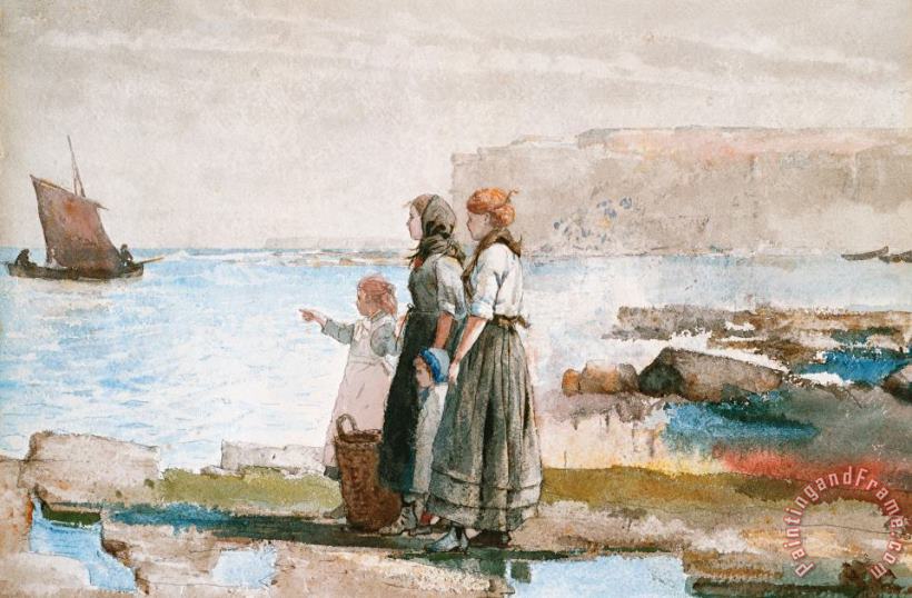 Winslow Homer Waiting for the return of the Fishing Fleets Art Painting