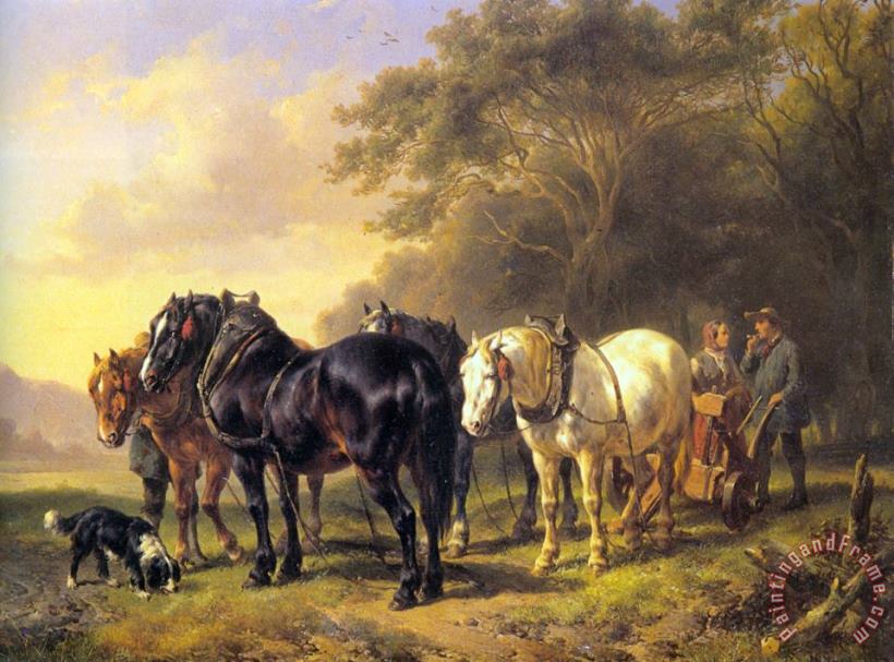 A Plough Team at Rest painting - Wouterus Verschuur Jr A Plough Team at Rest Art Print