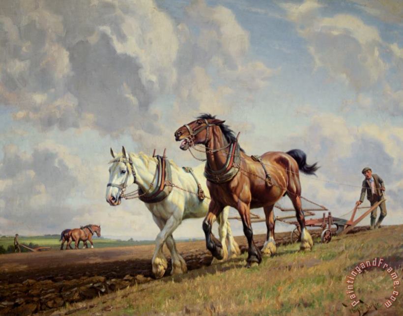 Wright Barker Ploughing The Fields Art Print
