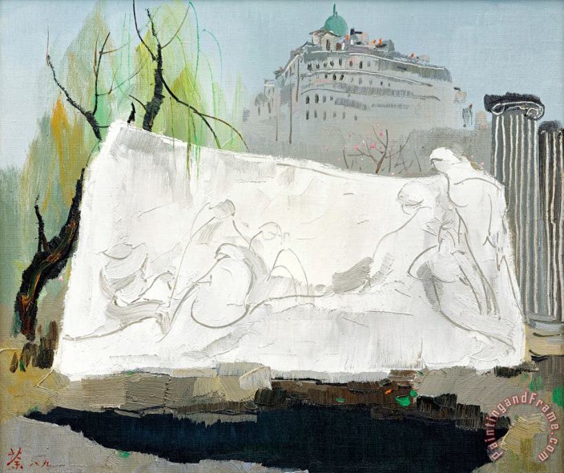 Wu Guanzhong A Monument in The Street Corner Art Painting