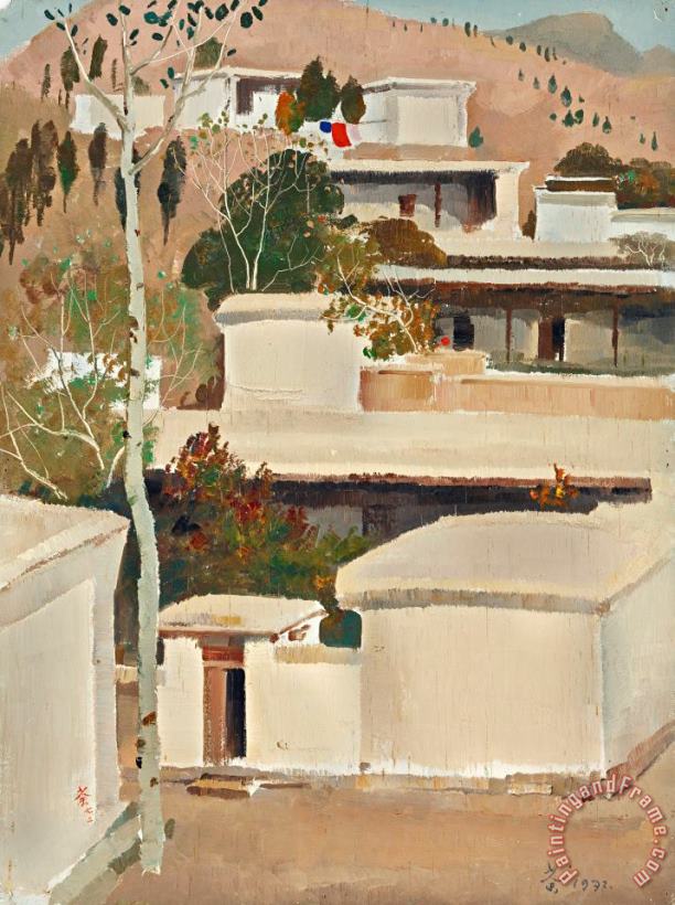 A Mountain Village of Xibaipo, 1972 painting - Wu Guanzhong A Mountain Village of Xibaipo, 1972 Art Print