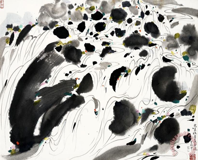 Wu Guanzhong An Old Man's Envy of a Rushing Stream Art Print