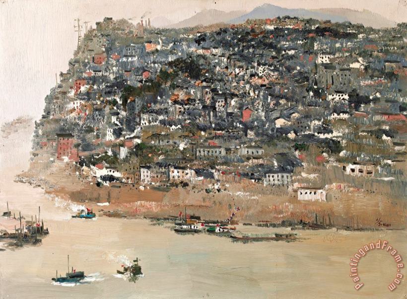 City Overlooks The Yangtze River, 1974 painting - Wu Guanzhong City Overlooks The Yangtze River, 1974 Art Print