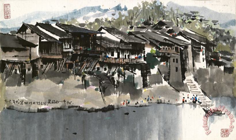 Da Zhu River, Sichuan, 1996 painting - Wu Guanzhong Da Zhu River, Sichuan, 1996 Art Print
