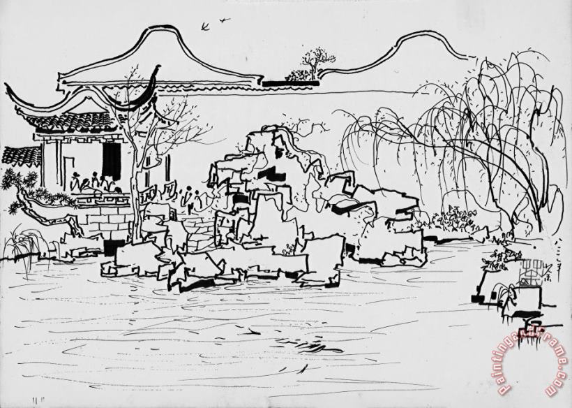 Garden in Suzhou, 1983 painting - Wu Guanzhong Garden in Suzhou, 1983 Art Print