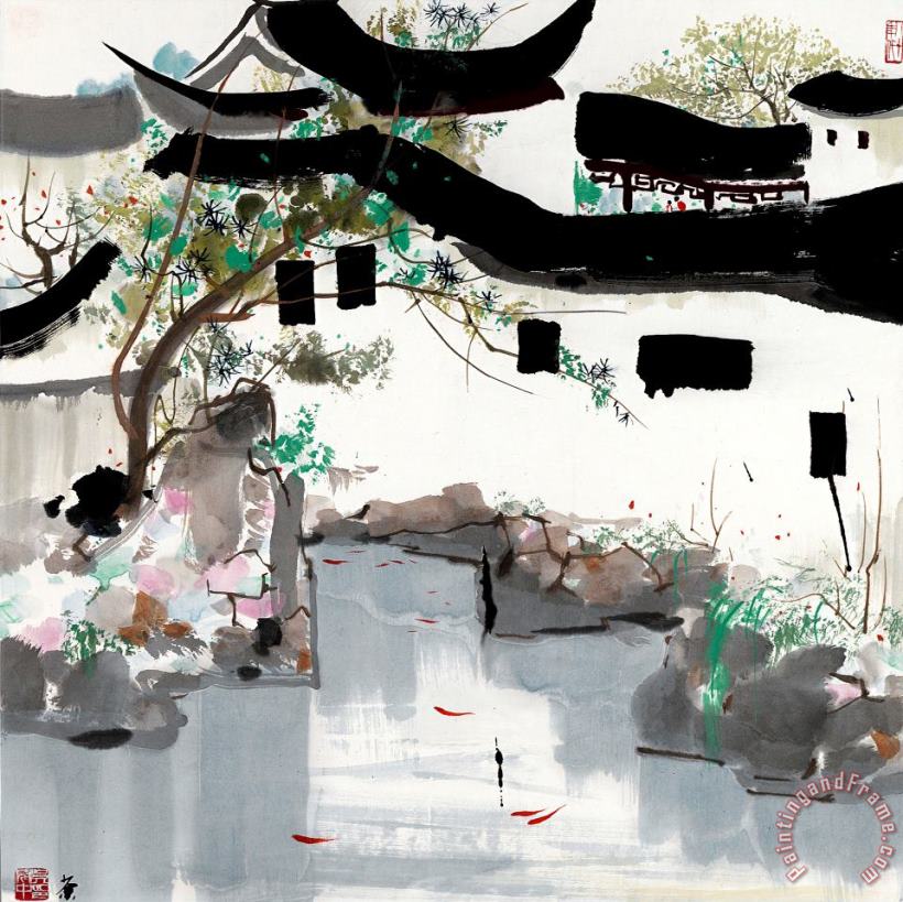 Jiangnan Spring painting - Wu Guanzhong Jiangnan Spring Art Print