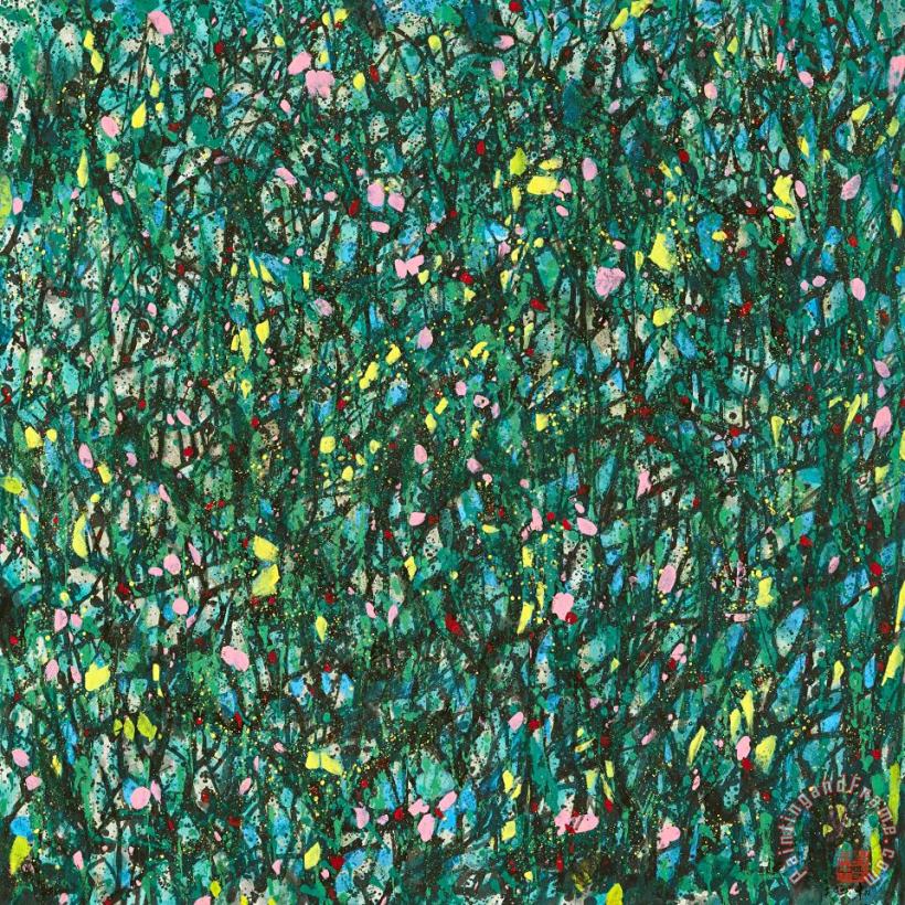 Wu Guanzhong Kaleidoscopic Blossoms, 1992 Art Painting