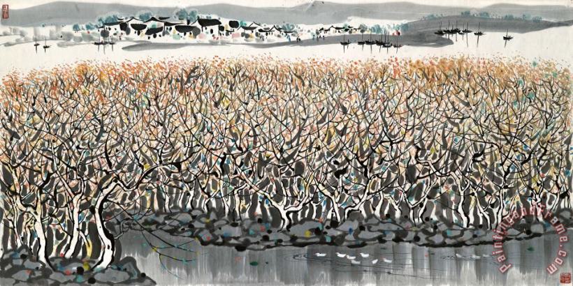 Wu Guanzhong Landscapes of The Wetland Art Print