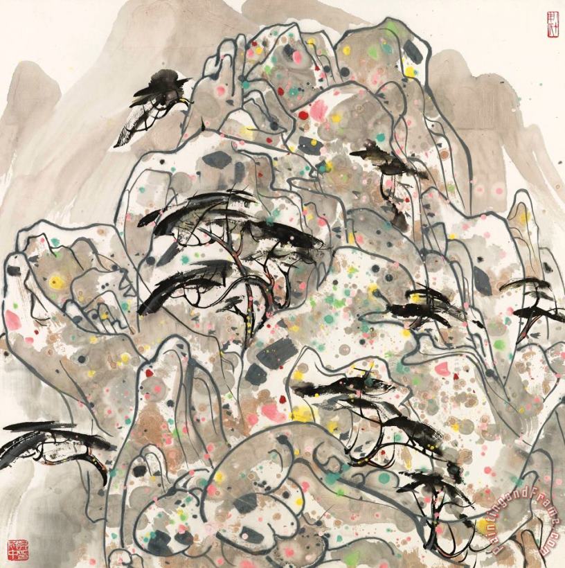 Lofty Mountains And Pine painting - Wu Guanzhong Lofty Mountains And Pine Art Print