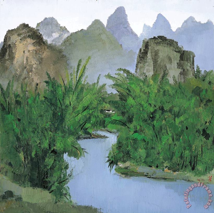 Reeds by The Li River, 1977 painting - Wu Guanzhong Reeds by The Li River, 1977 Art Print