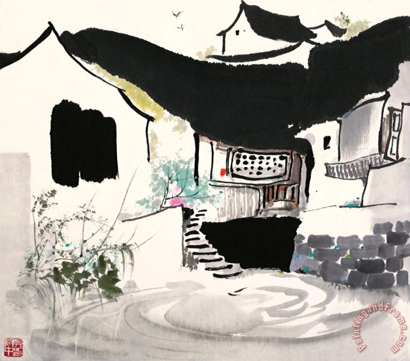 Residence painting - Wu Guanzhong Residence Art Print