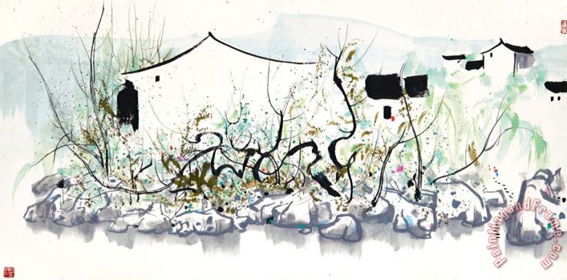 Wu Guanzhong Residences by The River Art Painting