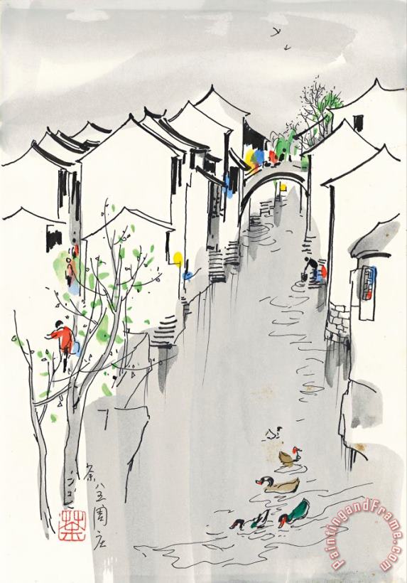 Wu Guanzhong River Town of Zhouzhuang, 1985 Art Painting