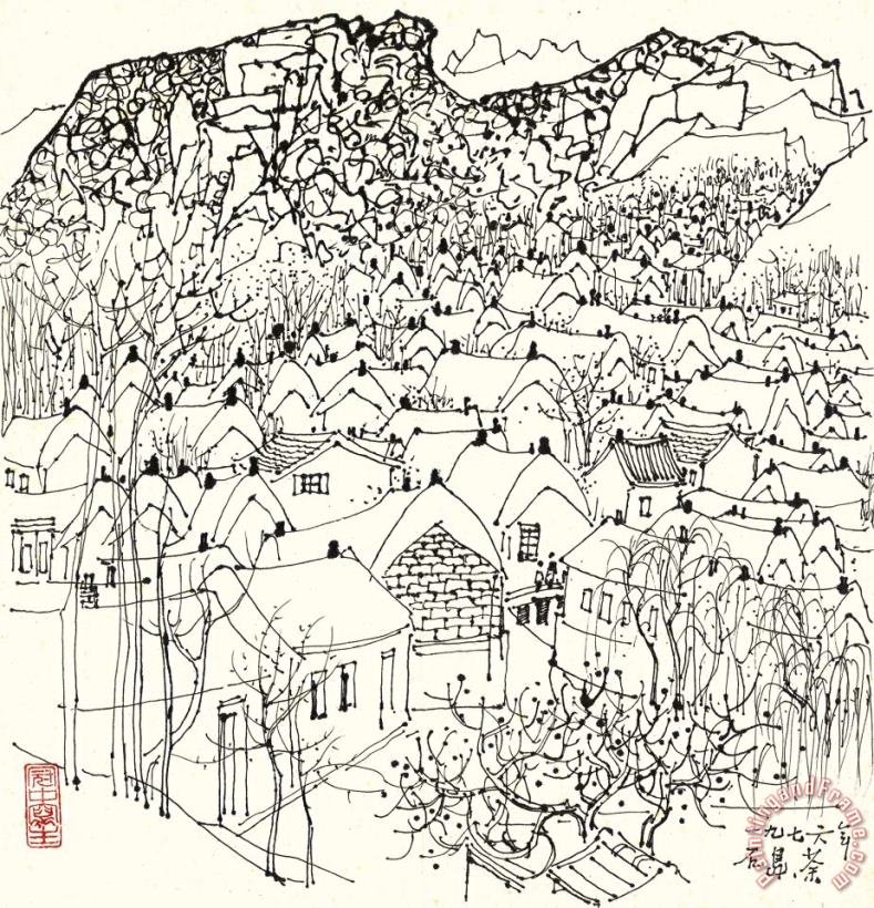 Wu Guanzhong Rural Village in Shidao, 1976 Art Print