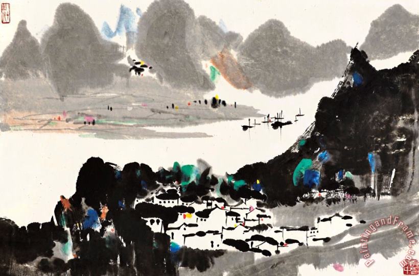 Scenery of Lijiang painting - Wu Guanzhong Scenery of Lijiang Art Print