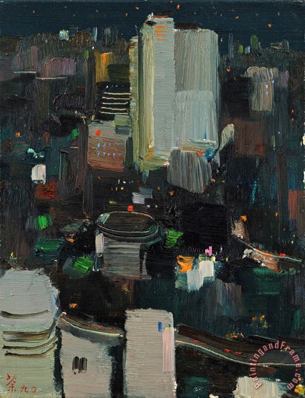 Wu Guanzhong Tokyo at Night, 1990 Art Painting