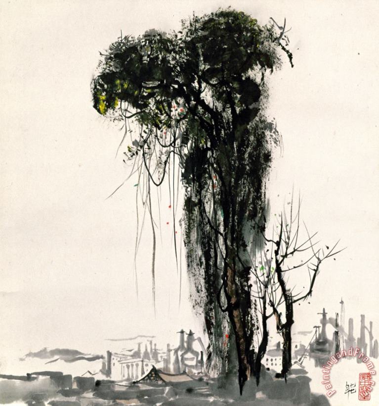 Wu Guanzhong Tree, 1977 Art Painting