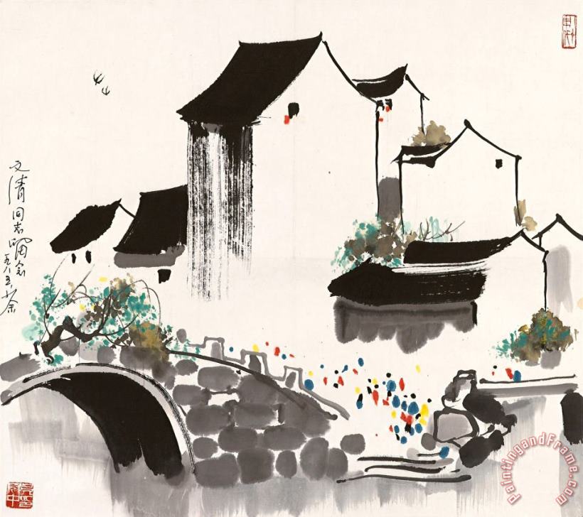 Wu Guanzhong Water Village Art Print