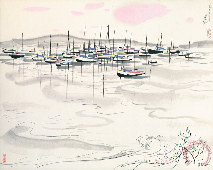 Waters of Singapore, 1990 painting - Wu Guanzhong Waters of Singapore, 1990 Art Print