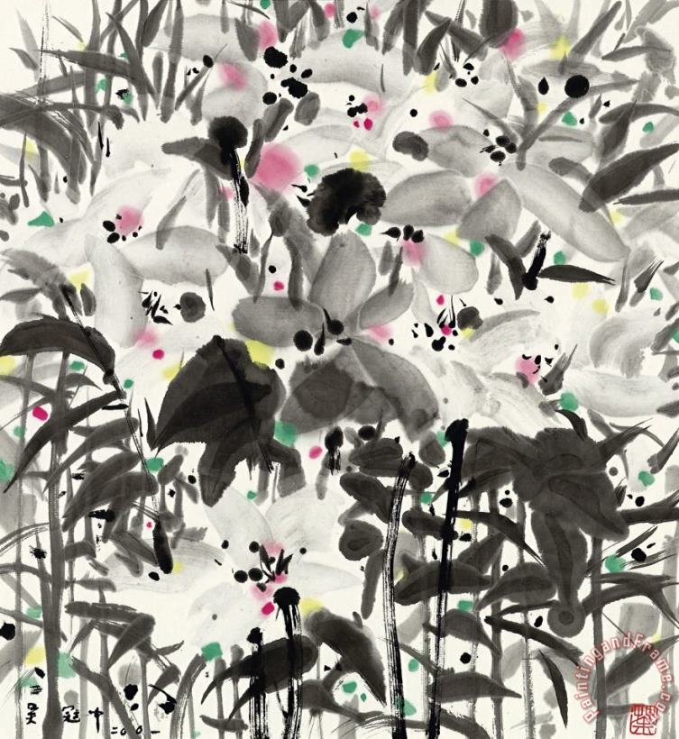 Wu Guanzhong Wild Flowers, 2001 Art Painting