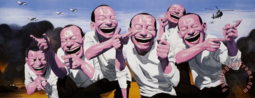 Fighting, 2009 painting - Yue Minjun Fighting, 2009 Art Print