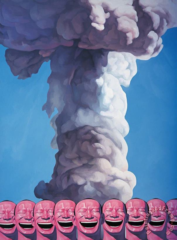 Yue Minjun Mushroom Cloud, 2002 Art Painting